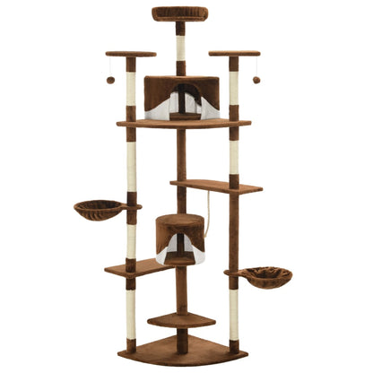 Kattentoren – Krabpaal – Kattenboom – Kattenhuis – Kattenmeubel – Meerdere Verdiepingen – Zacht Polyester Pluche - Bruin en Wit