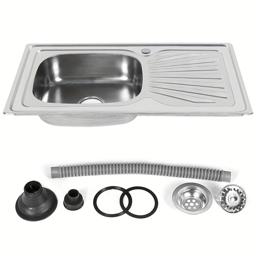 RV Stainless Steel Bathroom Sink Single Basin with Drain, 90x50-15cm Compact Basin, Suitable for Motorhomes, Caravans and Small Houses, Boat Bathroom, Caravan Facilities, Sleek Sink, Brushed Finish, Durable Sink, Strong Basel