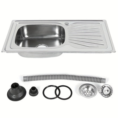 RV Stainless Steel Bathroom Sink Single Basin with Drain, 90x50-15cm Compact Basin, Suitable for Motorhomes, Caravans and Small Houses, Boat Bathroom, Caravan Facilities, Sleek Sink, Brushed Finish, Durable Sink, Strong Basel