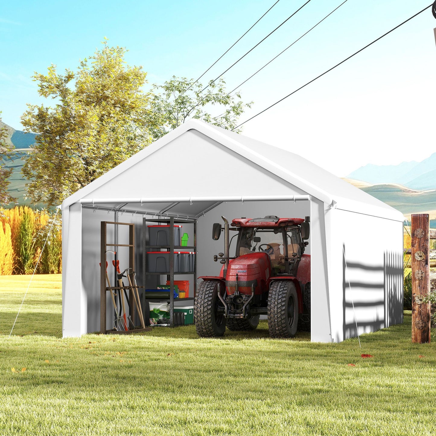 Opslagtent – Schuurtent – Garagetent – Tuinberging – Weidetent – 4x6 Meter – Stevig Metalen Frame – Verwijderbare Zijwanden