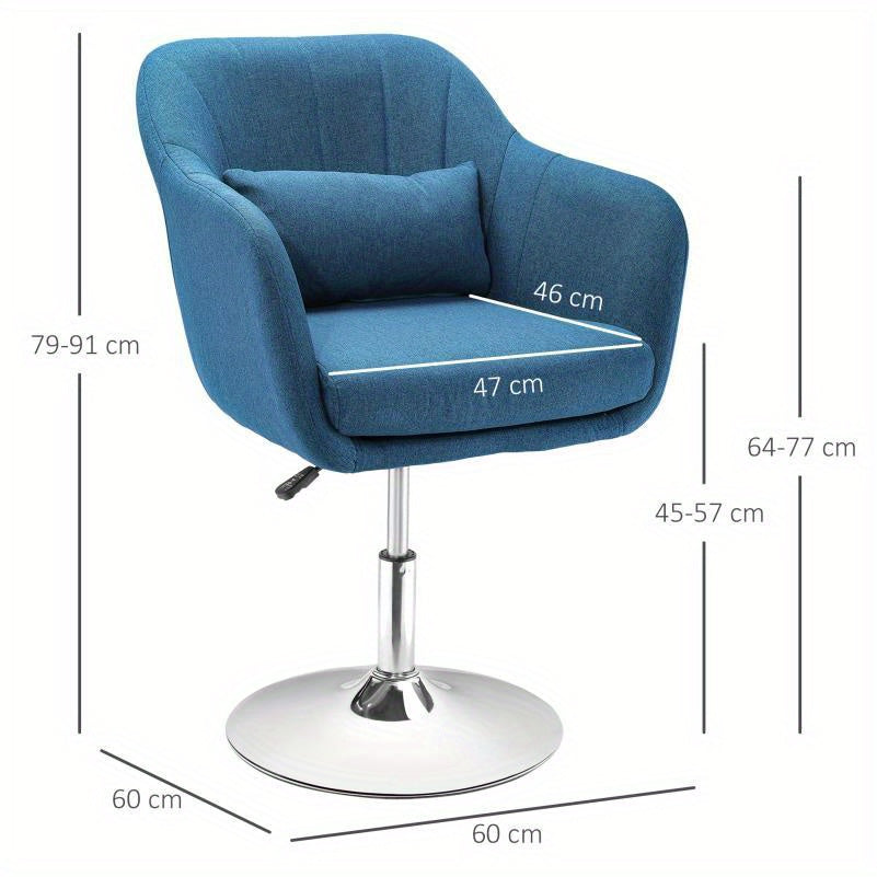 Draaifauteuil – Fauteuil – Lounge Stoel – Relaxstoel – Draaistoel – Lichtblauw – Stof met Linnenstructuur – Met Metalen Frame – Handmatig Draaibaar Zonder Elektriciteit