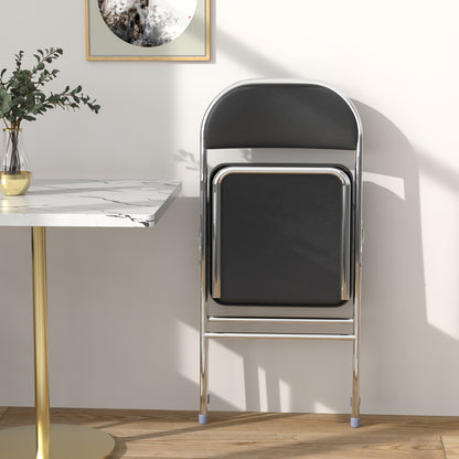 Klapstoel – Vouwstoel – Opvouwbare Stoel – Eetkamerstoel – Conferentiestoel – PU Leren Bekleding – Stevig Metalen Frame