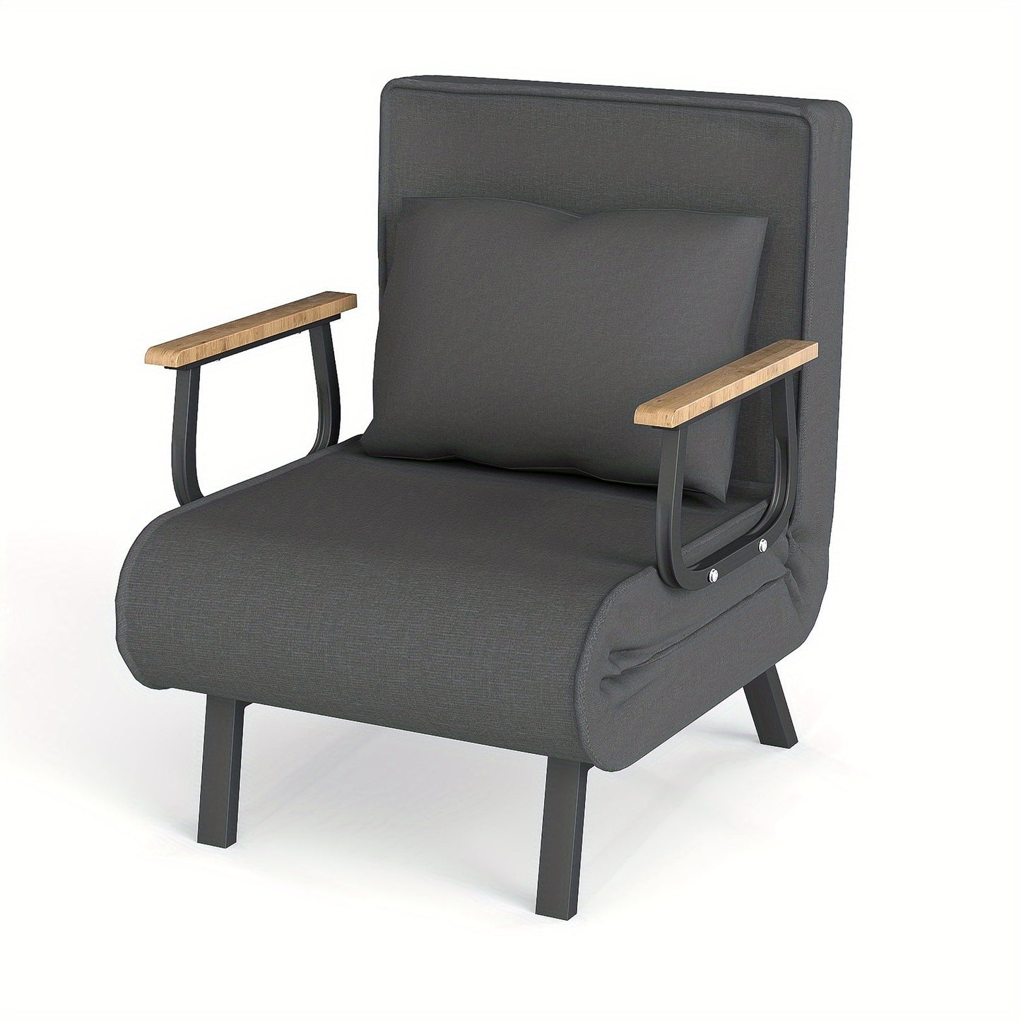 Slaapbank – Sofa Bed – Slaapbank Bed – Bedbank – Sofa Sleeper – Grote Maat – Snel Opvouwbaar – Massief Houten Armleuning – Lichtgewicht Grijs