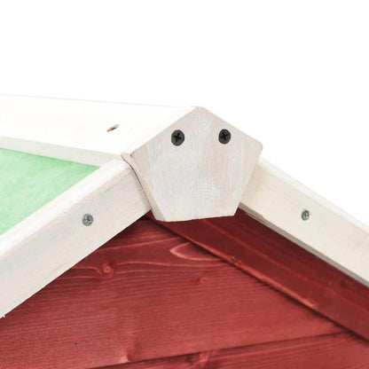 Konijnenhok – Knaagdierenhok – Dierenverblijf – Houtkooi – Grenenhouten Kooi – Rood-Wit – 140x63x120 cm – Robuust Grenenhout