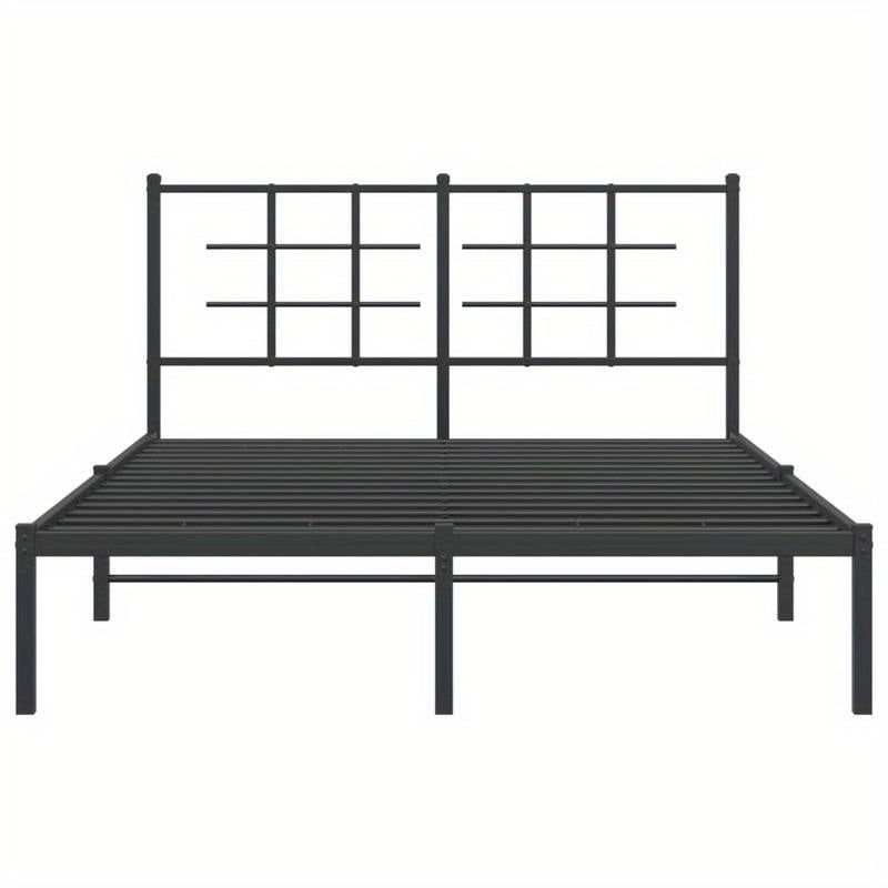 Bed Frame with Headboard Metal Black 135X190 Cm