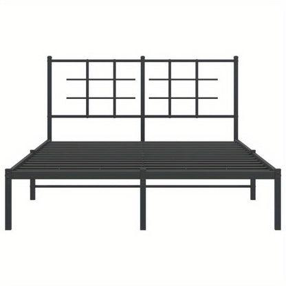 Bed Frame with Headboard Metal Black 135X190 Cm