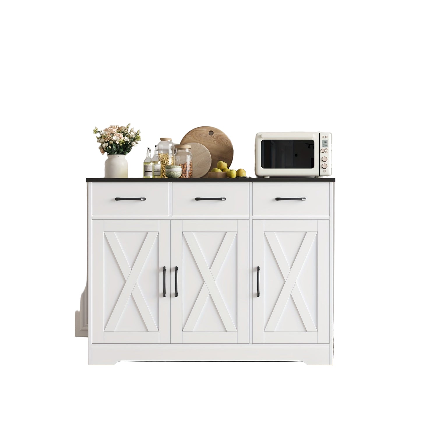 Dressoirkast – Sideboard – Opbergkast – Buffetkast – Kast – Wit en Zwart – 108 cm Breed – Stevig Gelamineerd Hout
