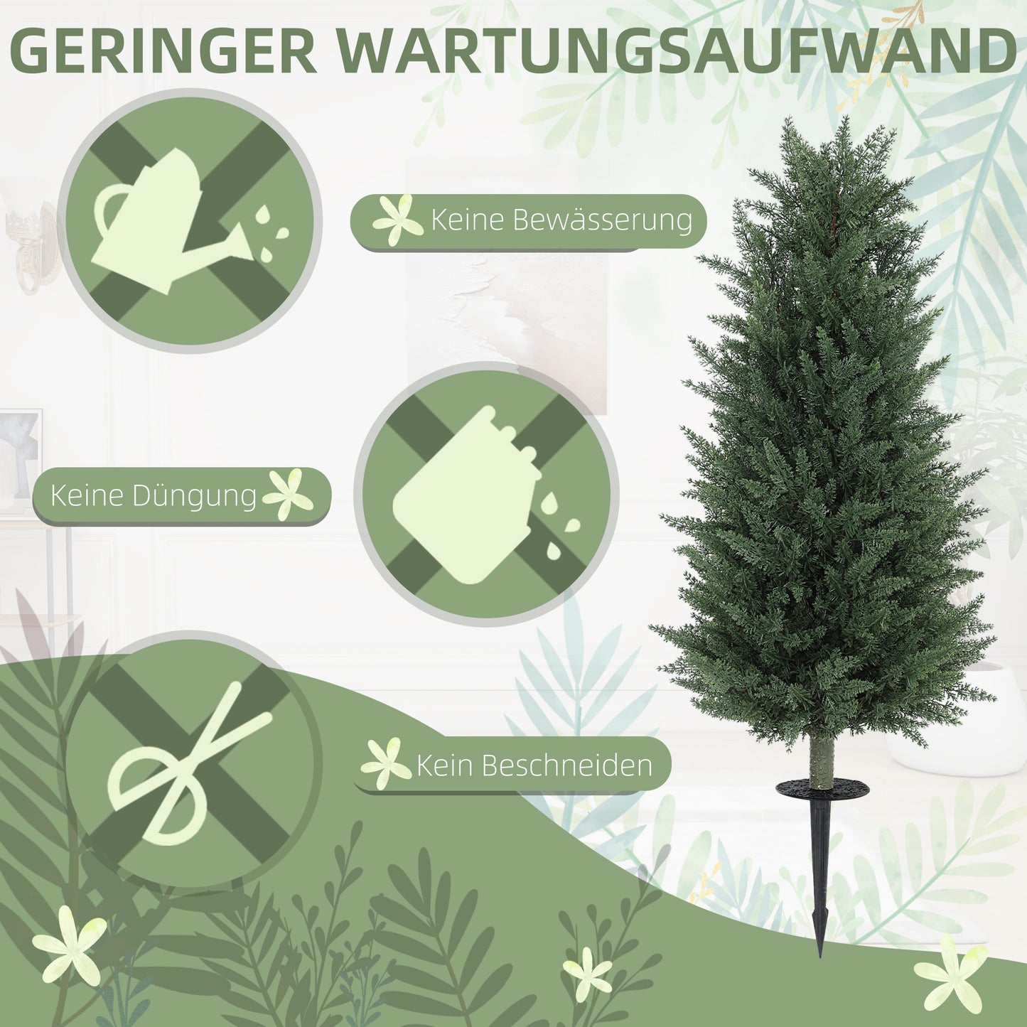 Kunstcypress – Kunstboom – Nepplant – Decoratieplant – Groene Kunstplant – Set Van 2 – 831 Bladeren Per Plant – Onderhoudsvrij & Natuurlijk Uitziend