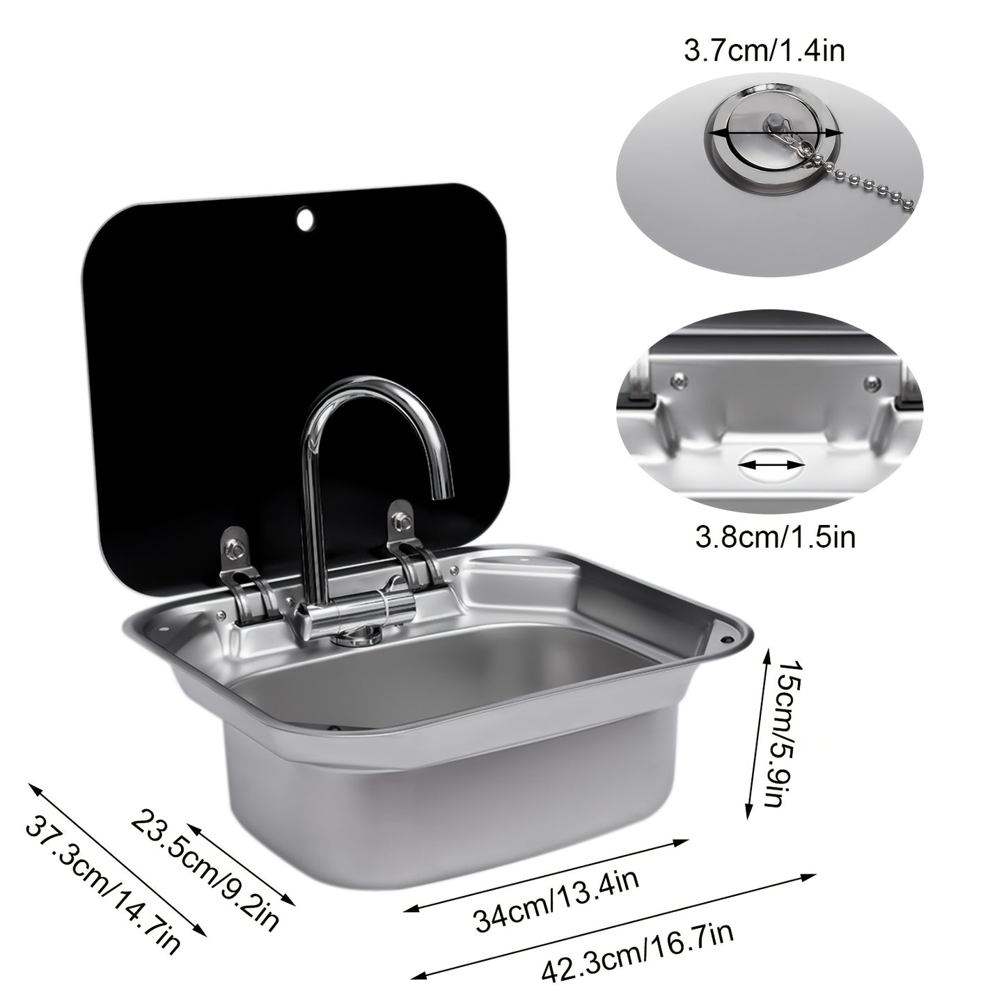 Roestvrijstalen Keukenspoelbak – Dubbele Kom Spoelbak – Keukenbak Met Afvoerkorf – Inbouw Spoelbak – Zwart – Compact Formaat – 304 RVS Duurzaam
