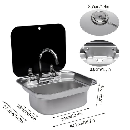 Roestvrijstalen Keukenspoelbak – Dubbele Kom Spoelbak – Keukenbak Met Afvoerkorf – Inbouw Spoelbak – Zwart – Compact Formaat – 304 RVS Duurzaam