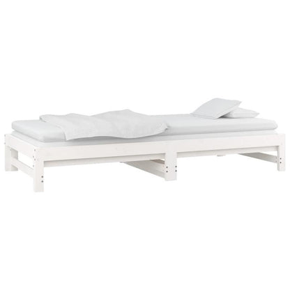 Bedbank – Slaapbank – Uitschuifbed – Logeerbed – Sofa Bed – Ruimtebesparend Design – Eenvoudige Montage – Wit – 90x200 cm – Traditioneel Stijlvol – Duurzame Ondersteuning