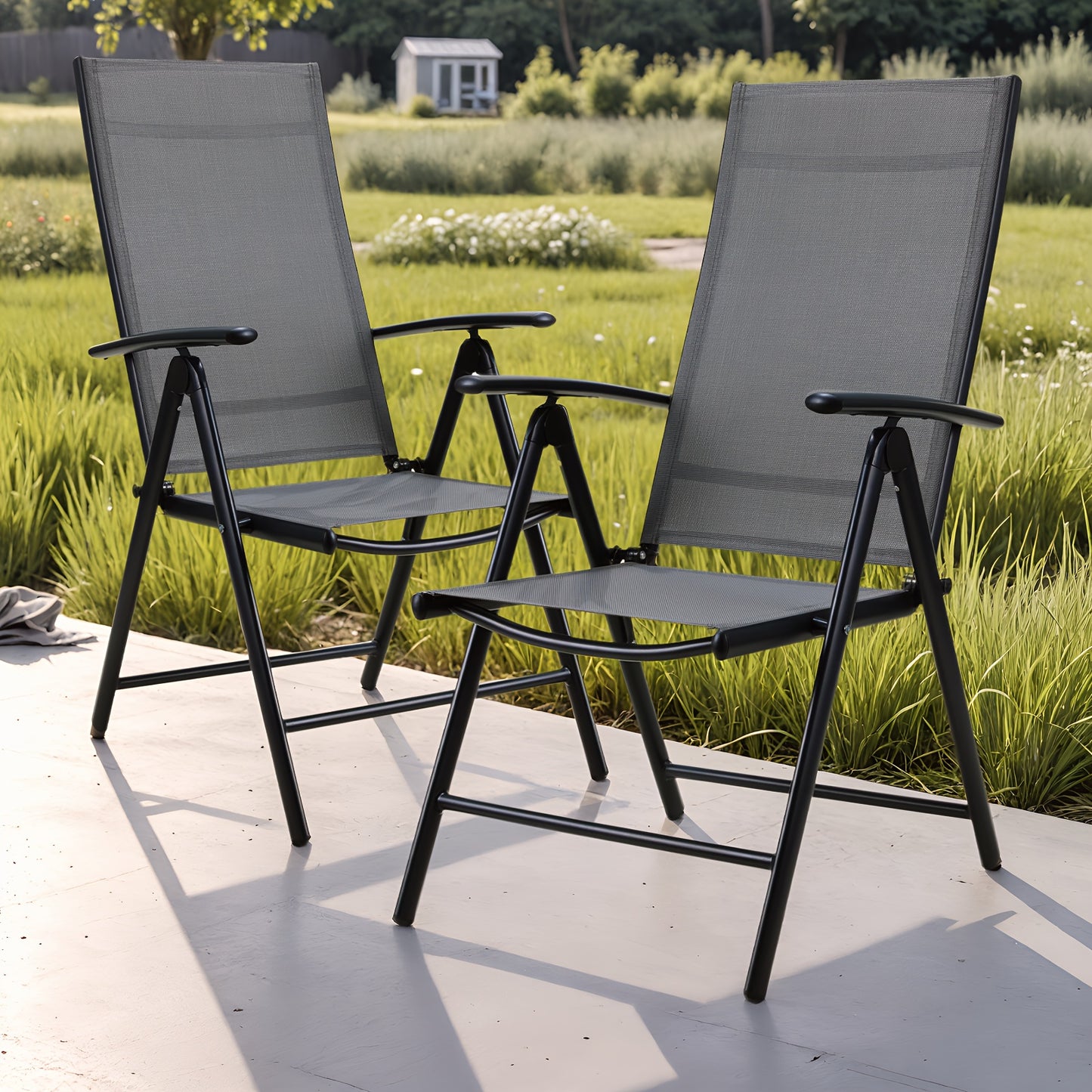 Tuinstoelen – Balkonstoel – Campingstoel – Tuinstoel – Verstelbare Stoel – Aluminium Frame – 7-Standen Rugleuning – Inklapbaar – Max. 120 kg Belastbaar