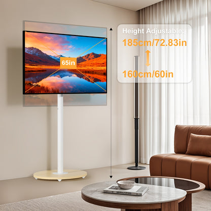 Verstelbare TV-standaard – Mobiele TV-wagen – TV-meubel op wielen – TV-voet – TV-houder – Geschikt voor 40-75 inch – Max. 50 kg draaggewicht – Met extra plank – Maximale VESA 600x400 mm