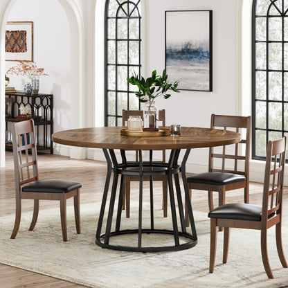 Ronde Eettafel – Rond Tafelblad – Keukentafel – Eetkamertafel – Ronde Tafel – Metaal Poten – 120 Cm – Duurzaam Houten Blad