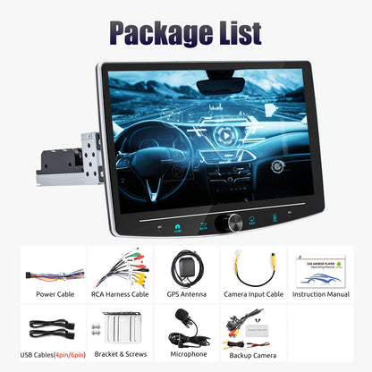 Android 14 Autoradio – Autostereo – Car Multimedia – Auto Radio – Inbouwradio – 10,1 Inch Draaibaar IPS Touchscreen – 12 LED Camera & Handsfree Microfoon