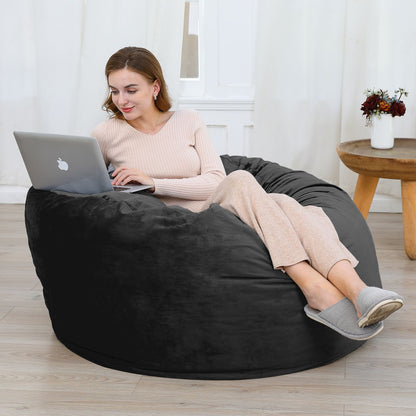 Zitzak – Zitzakstoel – Poef – Loungestoel – Fauteuil – Groot Formaat 115x65 cm – Wasbare Polyesterhoes – Ergonomische Sponsvulling – Zwart