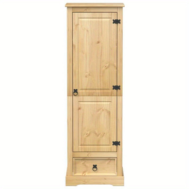 Kledingkast – Garderobekast – Opbergkast – Linnenkast – Kast Bruin – Massief Dennenhout – Compact 55x50x170 cm – Vrijstaand Met Lade & Legplanken