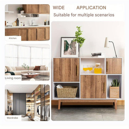Dressoir – Opbergkast – Buffetkast – Tv-meubel – Ladekast – Modern Design – Wit en Naturel – 102x33x76 cm – MDF & Spaanplaat