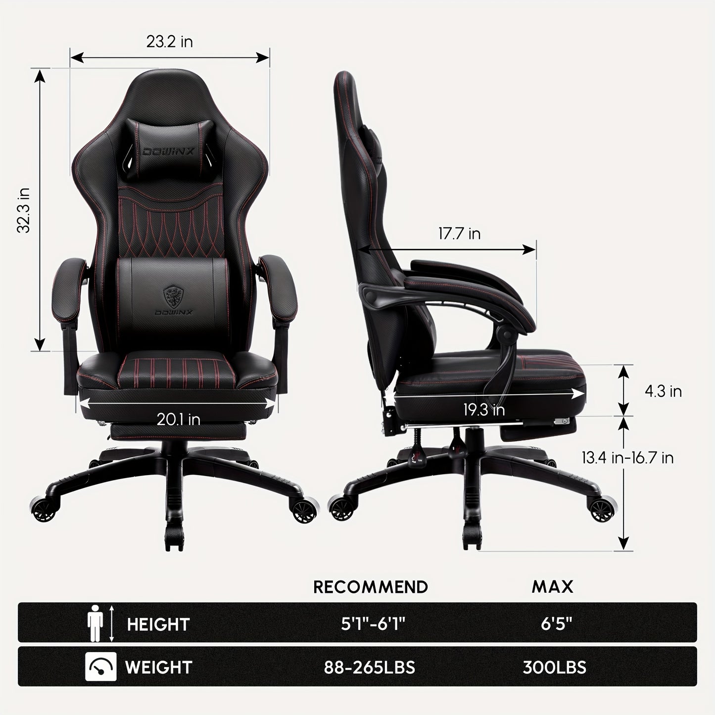 Ergonomische Gamingstoel – Bureaustoel – Game Chair – Computerstoel – Racerstoel – Verstelbare Voetsteun – Hoog Zitcomfort – Bruin