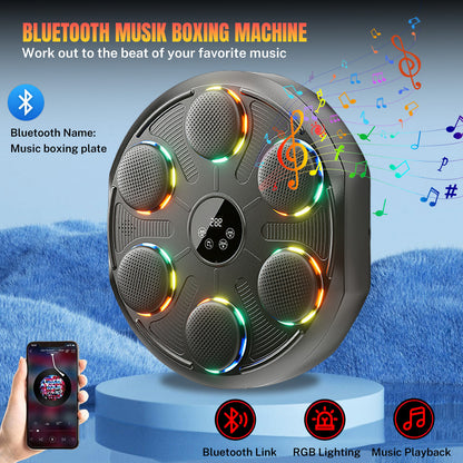Bluetooth Bokstrainer – Boksmachine – Fitnessapparaat – Trainingsapparaat – Boksbal – Met 2 Paar Handschoenen – 12 Snelheids- & Volumestanden – LED-Teller & 2400mAh Batterij