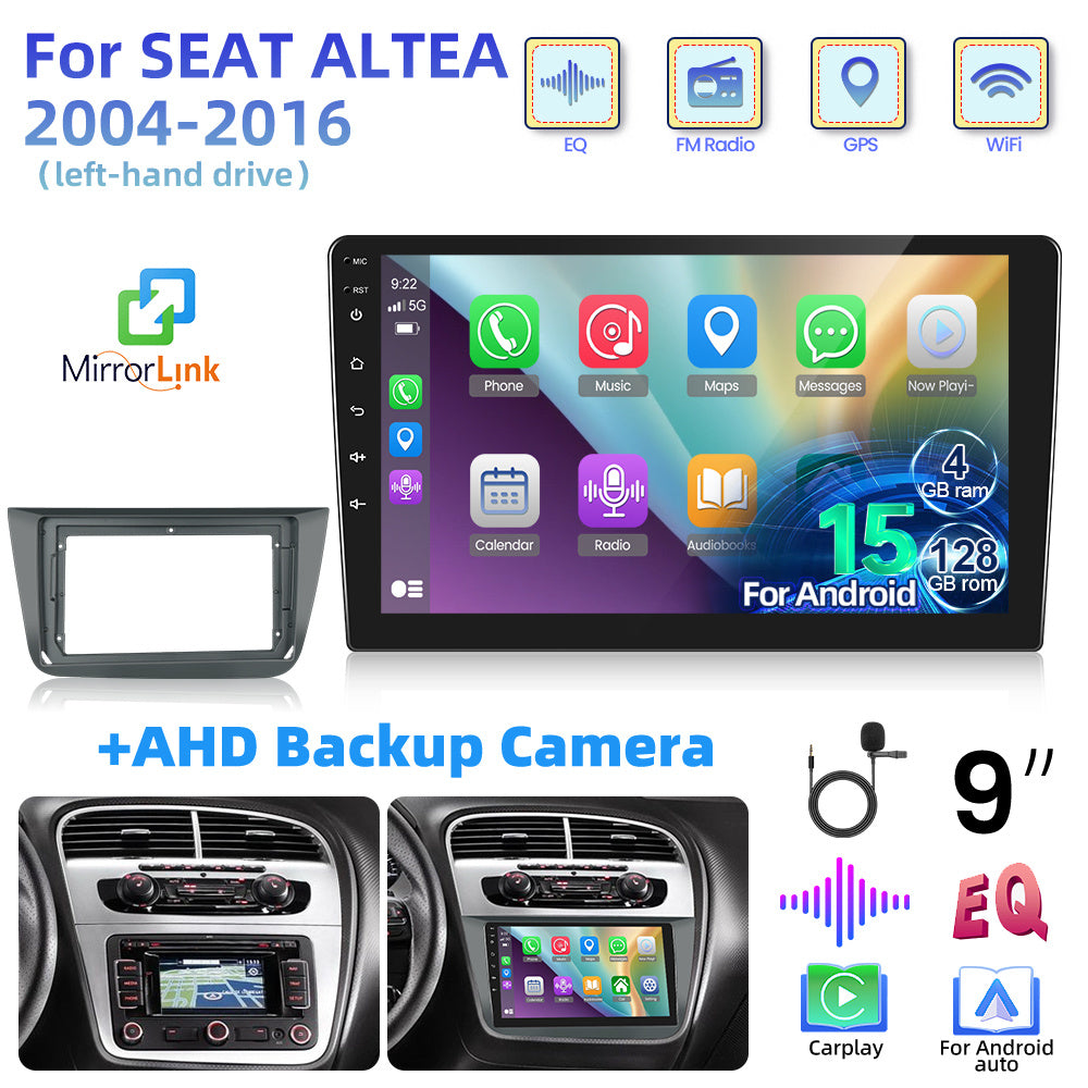 2DIN Autoradio SEAT ALTEA – Android Auto Radio – Multimediasysteem – GPS Navi – Touchscreen Radio – 9 Inch Display – 4GB RAM 128GB Opslag – Draadloze CarPlay