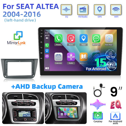 2DIN Autoradio SEAT ALTEA – Android Auto Radio – Multimediasysteem – GPS Navi – Touchscreen Radio – 9 Inch Display – 4GB RAM 128GB Opslag – Draadloze CarPlay
