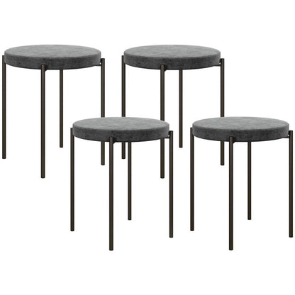 Eetkamerstoel – Stoel – Kuipstoel – Dinerstoel – Keukenstoel – Set Van 4 – Grijs Velours – Stapelbaar – Comfortabele Gevoerde Zitting – Donkerbruine Poten