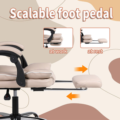 Gamingstoel – Bureaustoel – Game Chair – Werkstoel – Stoel Beige met Gouden Accenten – Ergonomisch Ontwerp – Verstelbare Hoogte