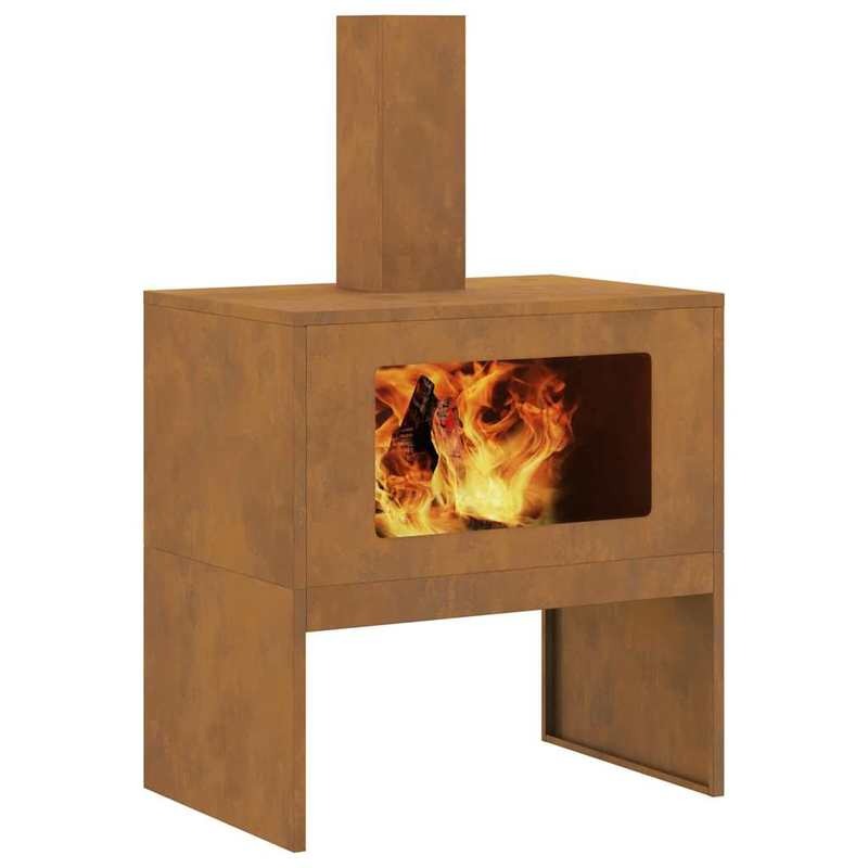 Outdoor Stove – Terrashaard – Vuurschaal – Tuinhaard – Patio Verwarming – Bruin Metaal – 60x40x96 cm – Geschikt Voor Hout & Gaslogs