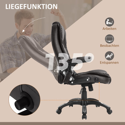 Ergonomische Bureaustoel – Bureaustoel Met Massage – Draaistoel – Bureaustoel Met Verwarming – Kantoorstoel – Hoogte Verstelbaar – Bruin Kunstleer