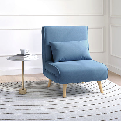 3-in-1 Fauteuil – Slaapstoel – Relaxstoel – Zetel – Loungestoel – Verstelbare Rugleuning 5 standen – Ademend Linnenstof Blauw