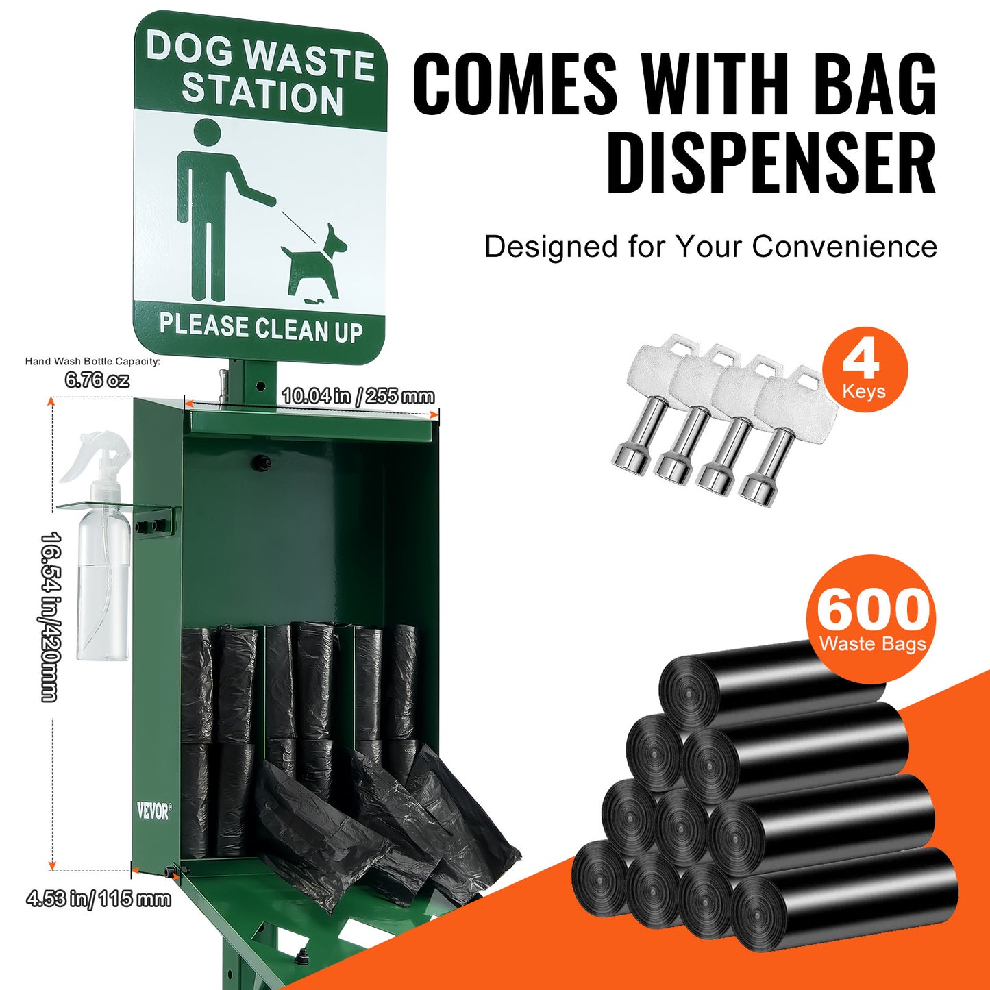 Afvalstation Hondenpoep – Hondenpoepbak – Poepstation – Hondenafvalbak – Poepzakhouder – 43,5 Liter Capaciteit – Gegalvaniseerd Staal Weerbestendig