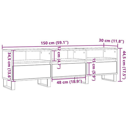 Tv-meubel – Tv-kast – Tv-tafel – Tv-meubelen – Tv-dressoir – Eikenhout – 150x30x44,5 cm – 3 Lades & 3 Legplanken