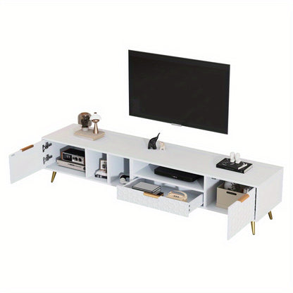Tv Meubel – TV Kast – TV Dressoir – TV Stand – Meubelkast – Wit Honingraatpatroon – Kantelbeveiliging – 180x40x41 cm