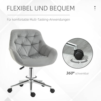Bureaustoel – Kantoorstoel – Draaistoel – Gamestoel – Computerstoel – Verstelbare Zithoogte – Comfortabele Polyester Zitting – Grijs 59x58x80-90 cm
