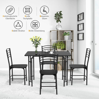 Eettafelset – Dinerset – Keukentafel – Eetkamertafel – Stoelenset – Compact Design – Duurzaam MDF & Metaal