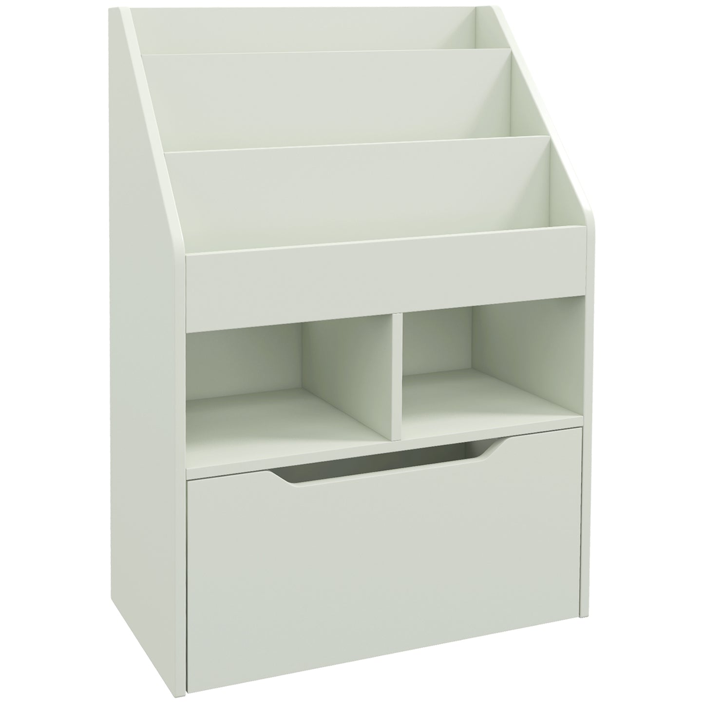 Boekenkast – Boekenrek – Opbergkast – Kastenmeubel – Kinderkast – Lichtgroen – MDF Materiaal – Multifunctionele Indeling met Lade op Wieltjes