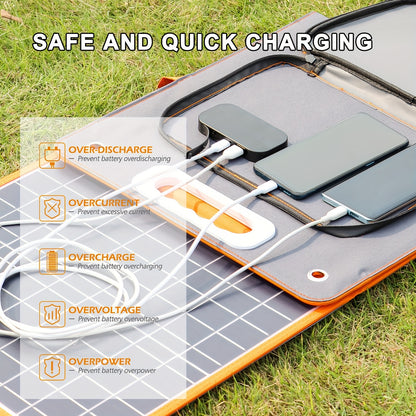 Powerbank – Power Station – Draagbare Oplaadmodule – Noodstroomvoorziening – Zonne-oplader – 200W Vermogen – 100W Opvouwbaar Zonnepaneel