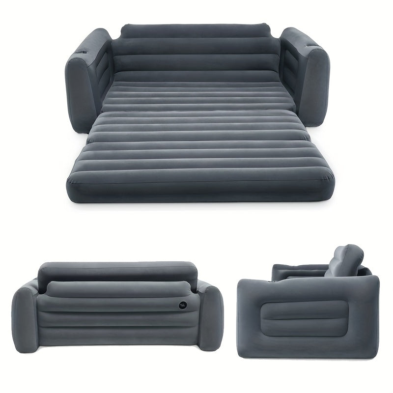 Extra Grote Sofa Bed – Slaapbank – Opvouwbare Bedbank – Loungesofa – Inklapbare Slaapbank – Opblaasbare Kussens – Stevig Kunststof Frame – Ruimtebesparend Design – 231x203x66 cm – Modern Grijs