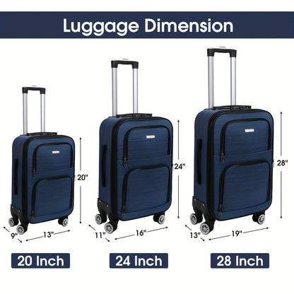 Kofferset – Reiskoffer Set – Trolley – Ruimbagage – Handbagage – Lichtgewicht Oxford Stof – 3-delig 20/24/28 Inch – Geruisloze Spinner Wielen