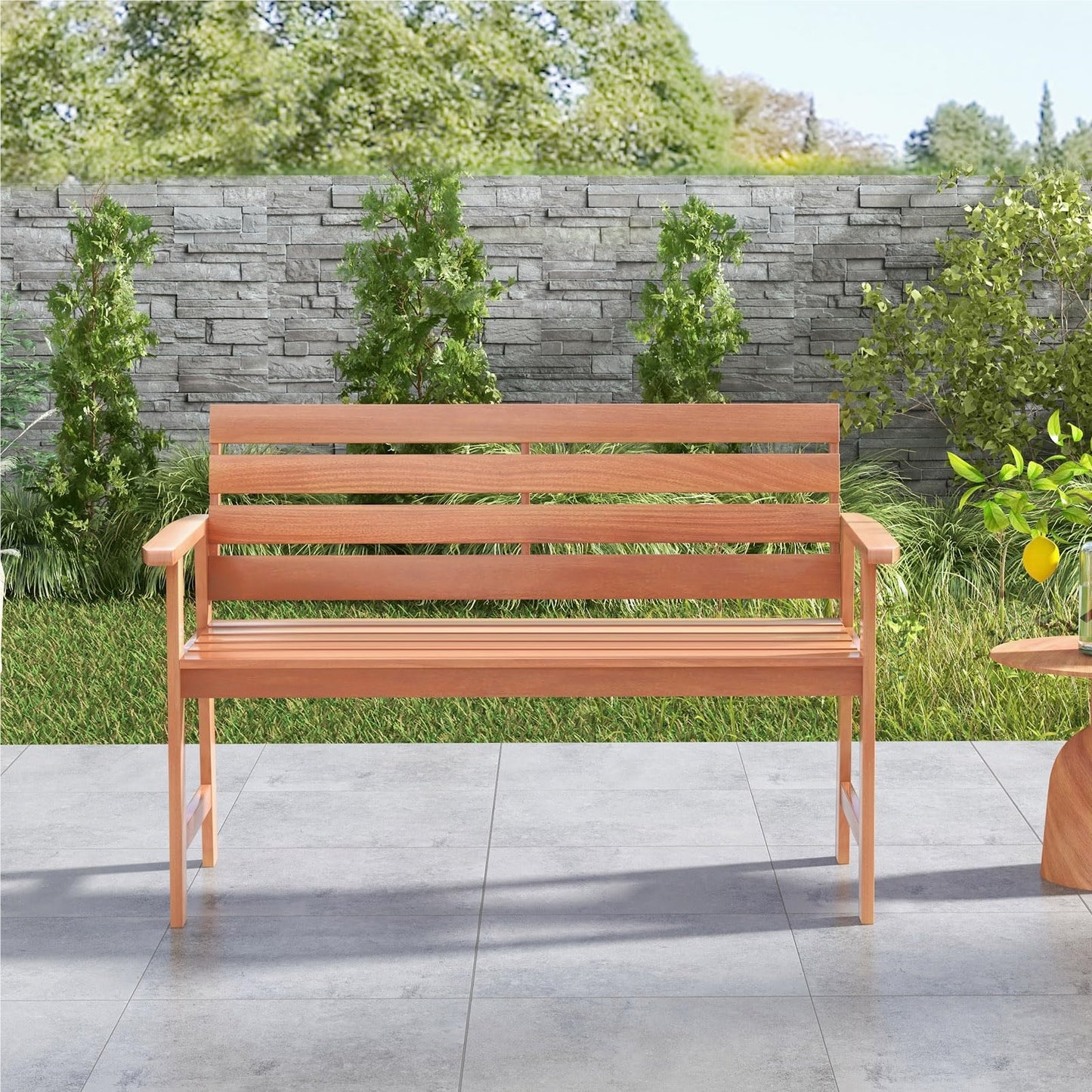 Tuinbank – Buitenbank – Balkontafel – Parkbank – Houten Bank – Hardhouten 2-Zits – Weerbestendig – 120,5 x 64 x 84 cm