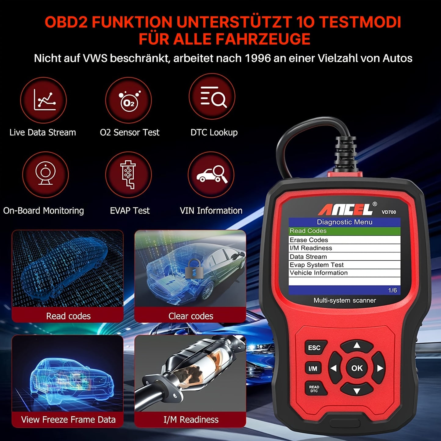 OBD2 Scanner – Auto Diagnosetool – Code Reader – Autoscanner – Foutcode Uitlezer – Bidirectionele Functie – 6,2 Inch Kleurenscherm – 7+ Resetfuncties