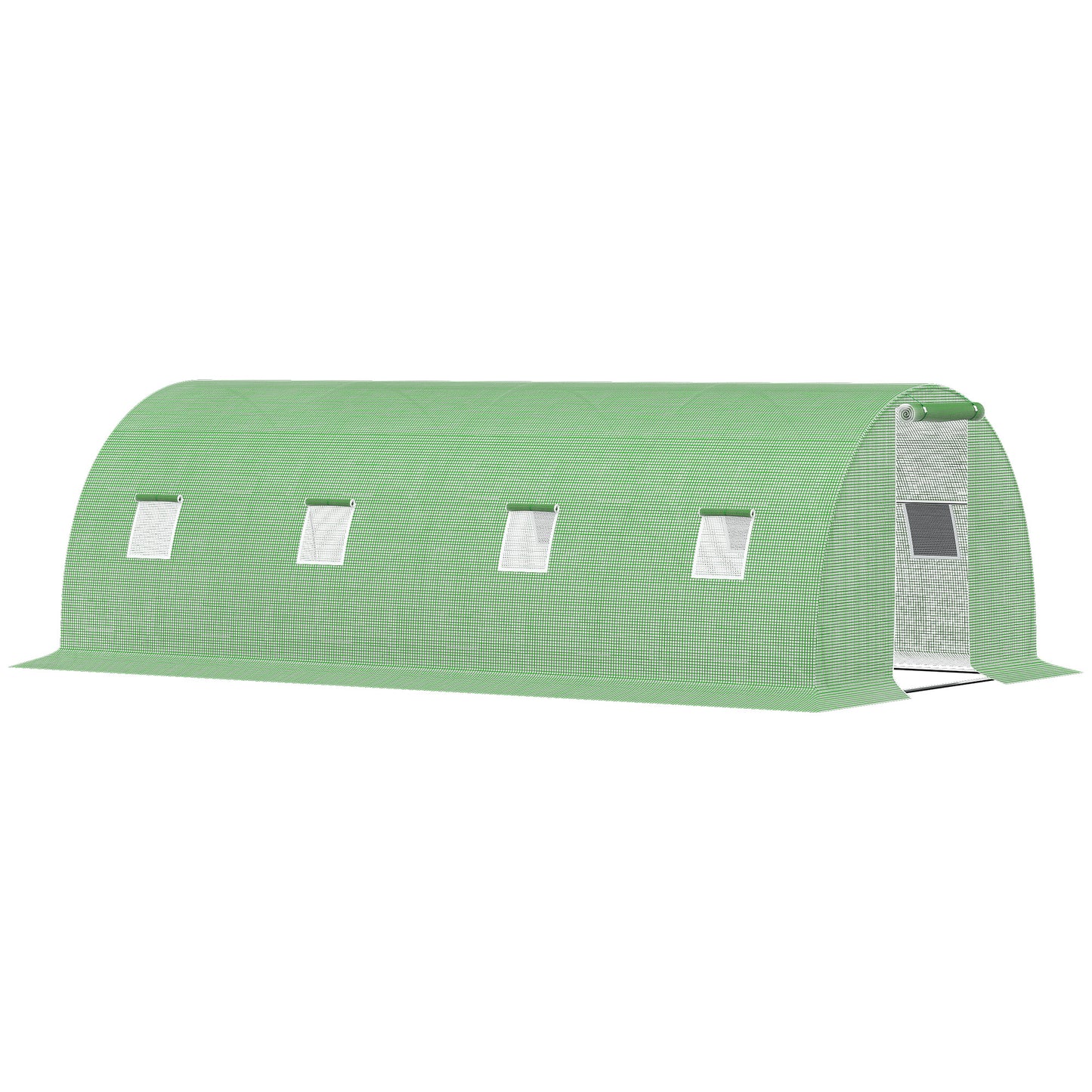 Tuinkas Tunnel – Kweekkas – Broeikas – Plantentunnel – Serre – 18 m² Grootte – Gegalvaniseerd Stalen Frame – Hoogwaardig PE Zeil – 8 Ramen – Ritsdeur Oprolbaar – Groen