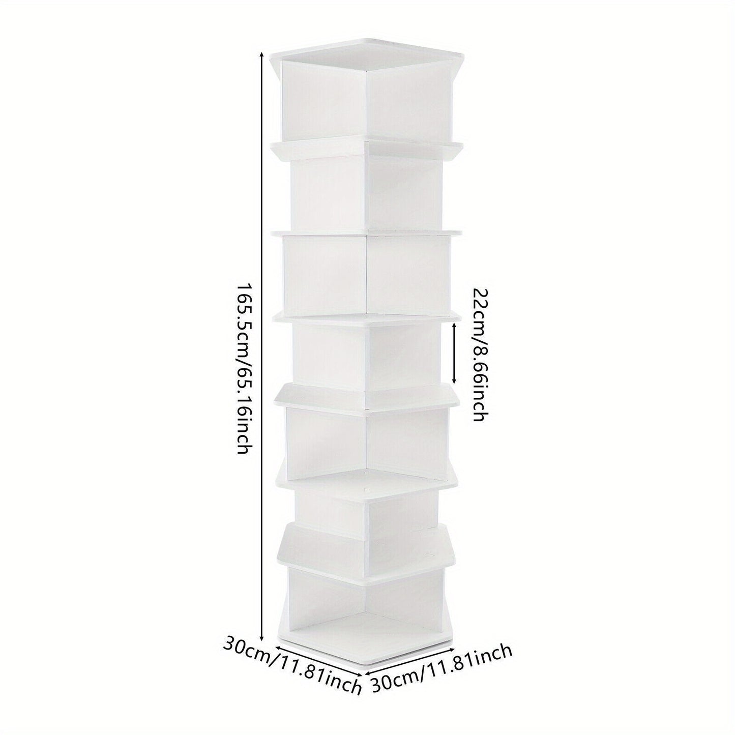 7-laags Draaibaar Schoenenrek – Schoenenkast – Schoenentoren – Schoenhouder – Schoenopberger – 360° Rotatie – Duurzaam PVC Wit