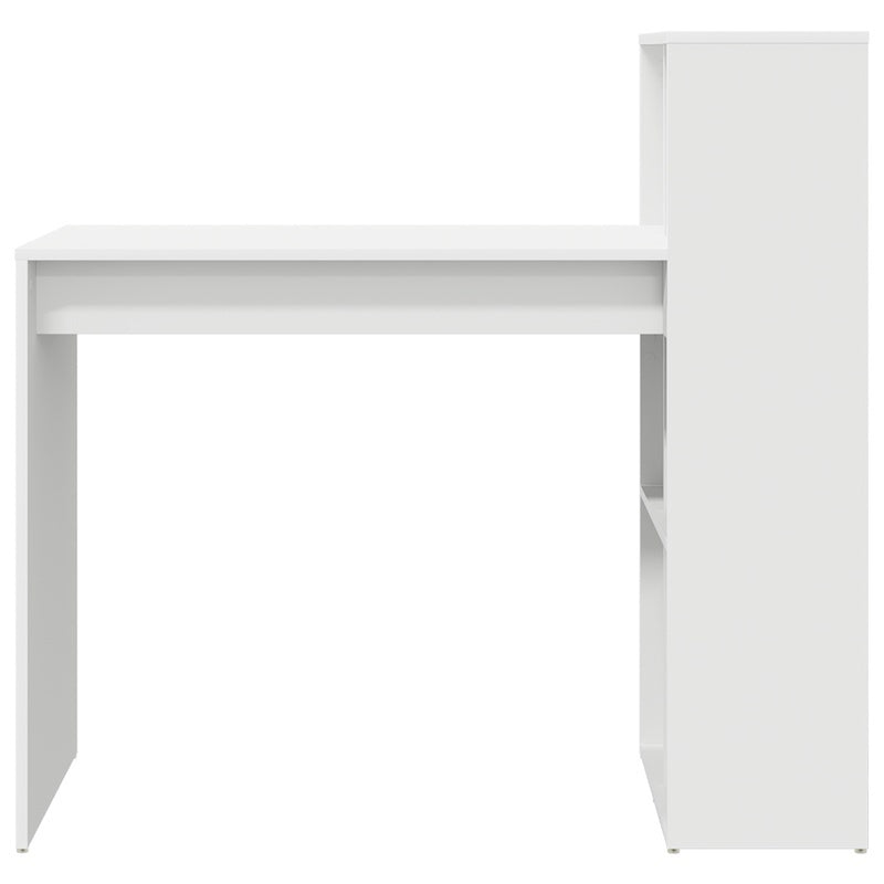Bureau – Werkplek – Schrijftafel – Computerbureau – Studiebureau – Wit – MDF – Mid-Size – 2 Planken – Ruimtebesparend – Eenvoudige Montage