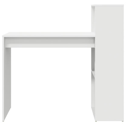 Bureau – Werkplek – Schrijftafel – Computerbureau – Studiebureau – Wit – MDF – Mid-Size – 2 Planken – Ruimtebesparend – Eenvoudige Montage
