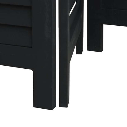Room Divider with 5 Panels Made of Solid Paulownia Wood in Black. Attractive And Privacy-Protecting, Suitable for Offices, Bedrooms, And Living Rooms.