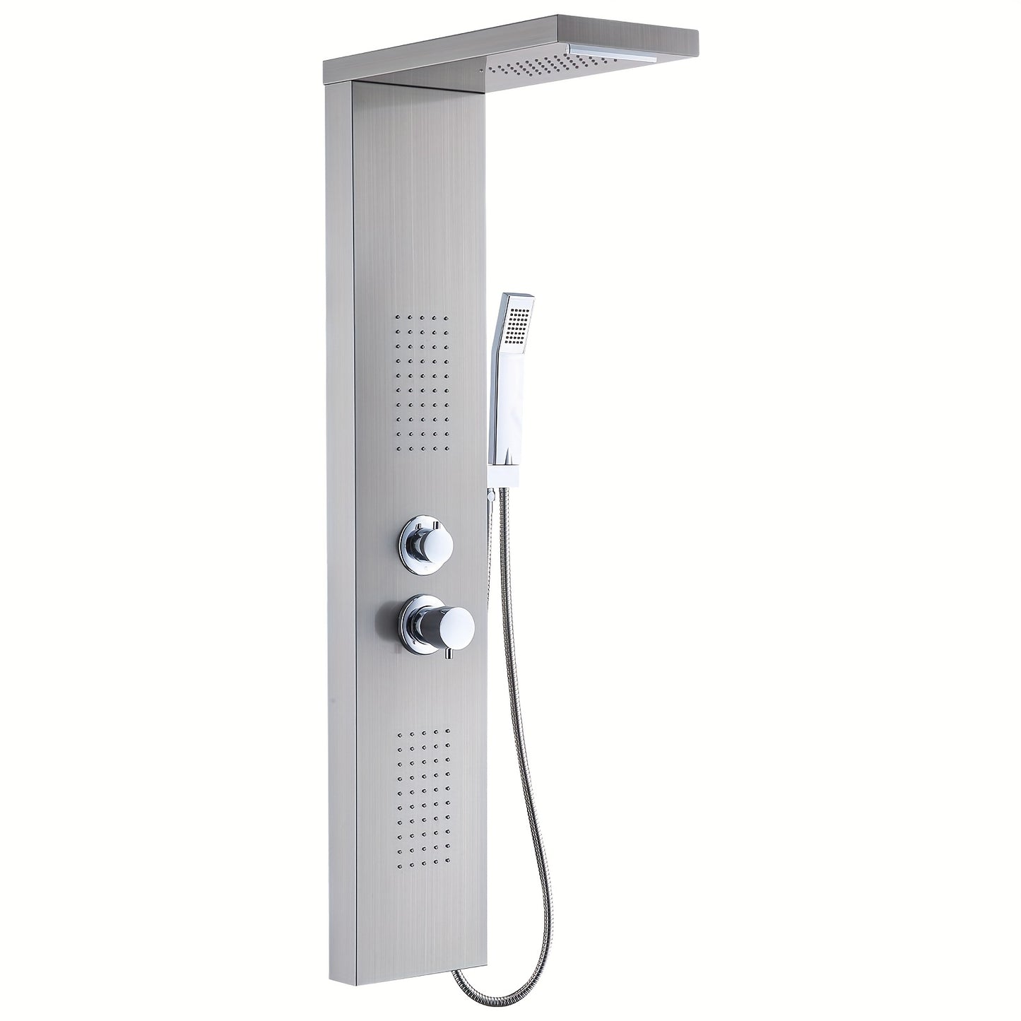 Douchepaneel – Douchekolom – Regendouche – Massage Douche – Handdouche – RVS Geborsteld Staal – 4 Waterfuncties – Thermostaatkraan