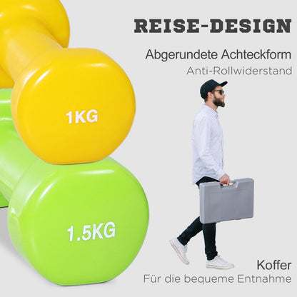 Dumbbells – Halters – Dumbbellset – Verstelbare Gewichten – Fitness Gewichten – 4 Paar 0,5-2 kg – Compact Ontwerp – Draagkoffer Met Antislip Grip