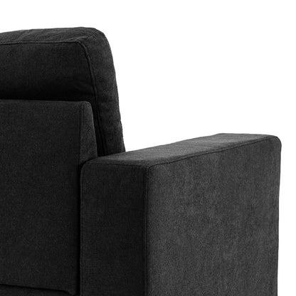 Hoekbank – 3-Zitsbank – Sofa – Loungebank – Chaise Longue – Zwart – Button Tufting – Compacte Afmetingen 193x136x85 CM